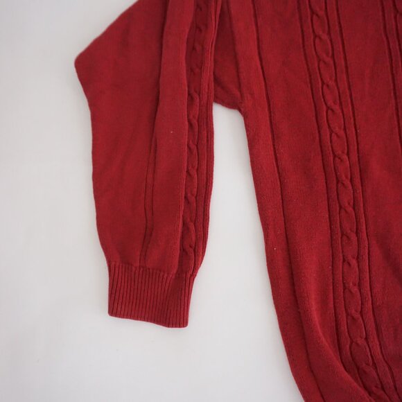 Vintage 80's Izod Maroon 3D Fisherman Cable 100% Cotton Knit Crewneck Sweater XL - Picture 7 of 9